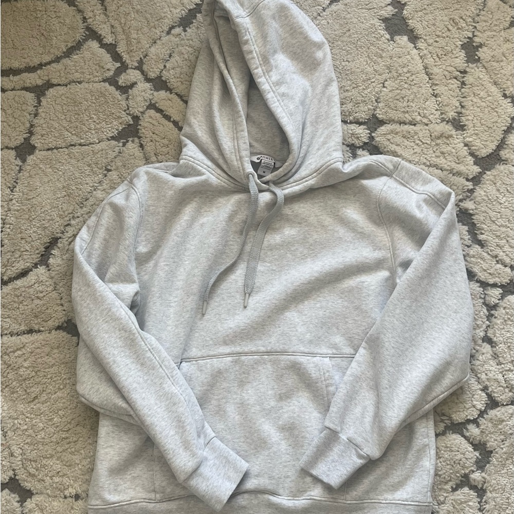 Athleta Forever Fleece Light Gray Hoodie Sweatshirt - Medium